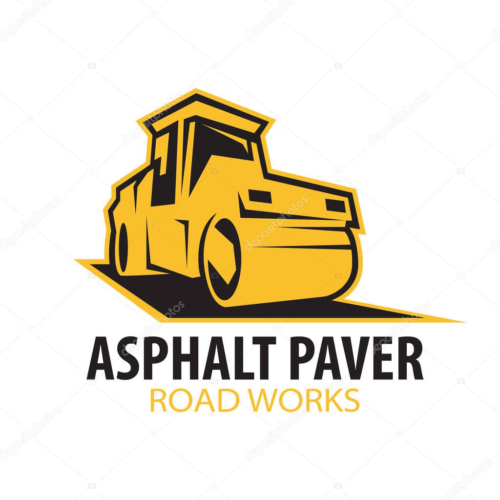 Vector logo of asphalt paver and road works