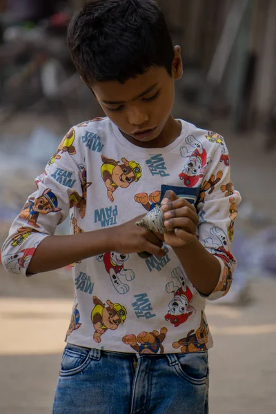 Latim Spinning Child Hand Children Working People City Run Play — Fotografia de Stock