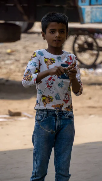 Latim Spinning Child Hand Children Working People City Run Play — Fotografia de Stock