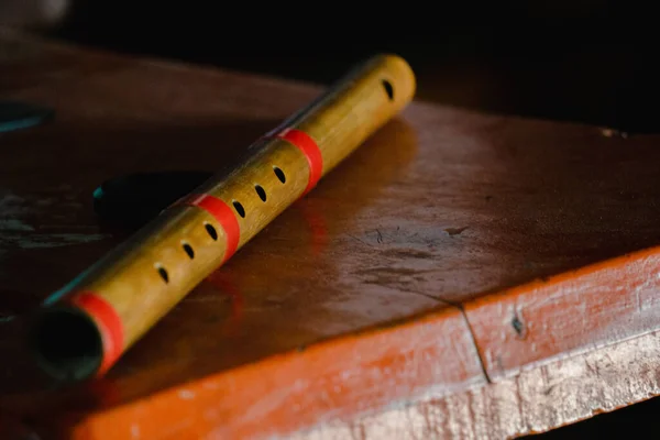 Flute of Bangladesh. Handmade bamboo flute. Close-up image of the flute.