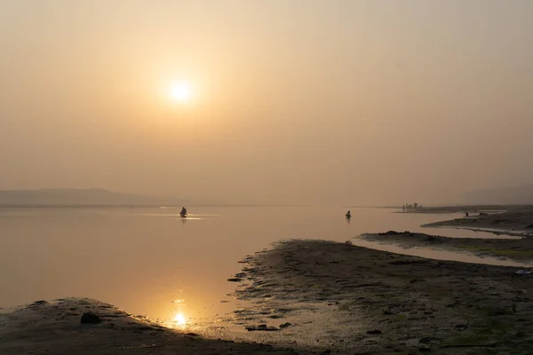 River Sunrise of Bangladesh. Gorai-Madhumati River. Morning scene on the river.