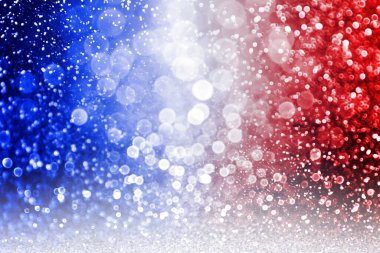 Patriotic red white and blue glitter sparkle confetti background for party invite, July 4th 14 fireworks, memorial flag pattern, USA fourth 4 sale, election politics elect president vote or labor day clipart