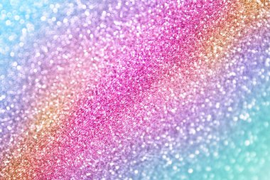 Fun rainbow pink, blue green, purple, yellow color glitter sparkle background, celebrate happy birthday party glittery mermaid invite, princess little girl texture or girly unicorn pony sequin pattern 