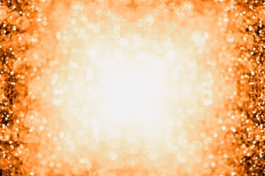Orange glitter sparkle background, happy birthday confetti invite, Autumn Fall November Thanksgiving gala Halloween party invitation, Christmas sale or October border frame children trick treat magic