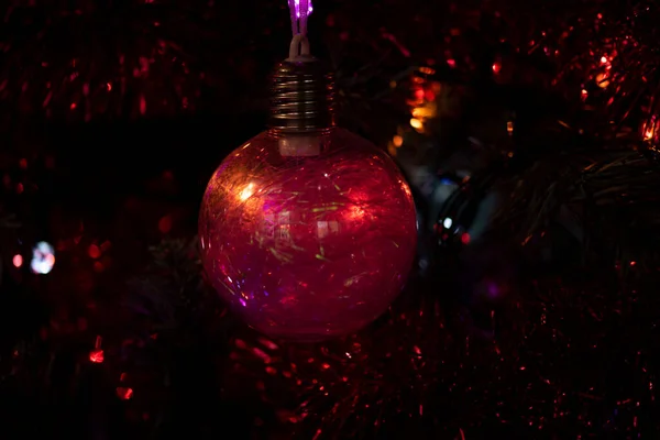 Weihnachtsbaumspielzeug Nahaufnahme Hintergrund Der Feiertage — Stockfoto