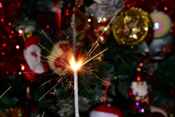 Noel ağacı arka planında bengal ışığı, Noel konsepti