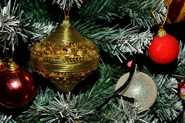Nyår Jul Dekorationer Trädet — Stockfoto