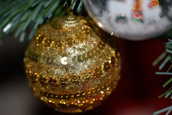 Новорічні Різдвяні Прикраси Дереві — стокове фото