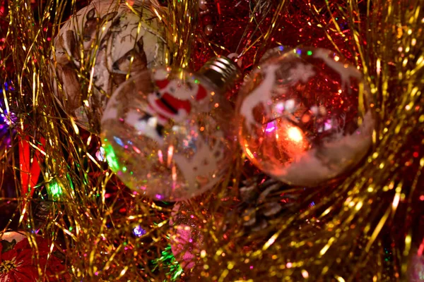 Las Decoraciones Año Nuevo Árbol — Foto de Stock