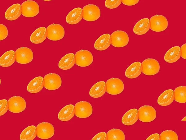 Bezszwowy Jasny Wzór Świeżymi Dojrzałymi Pomarańczami — Zdjęcie stockowe