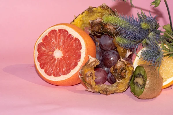 Bright Background Fresh Mixed Fruits Natural Wallpaper — Stock Photo, Image