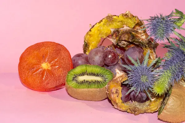 Heller Hintergrund Mit Frischen Gemischten Früchten Naturtapete — Stockfoto