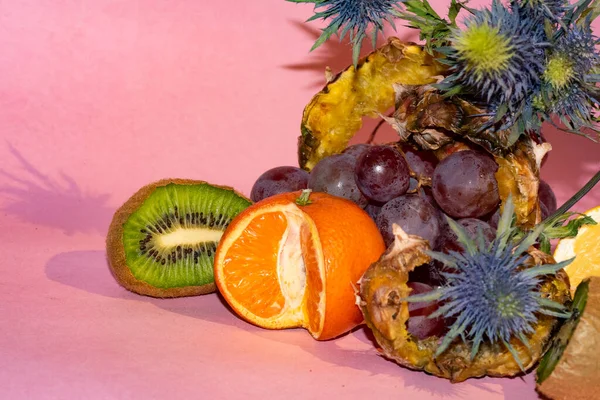 Heller Hintergrund Mit Frischen Gemischten Früchten Naturtapete — Stockfoto