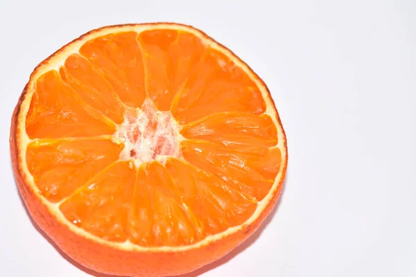 Orange Fruit Half Slice White Background — Stock Photo, Image