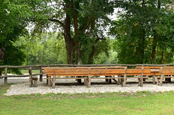 Banco Madera Parque — Foto de Stock