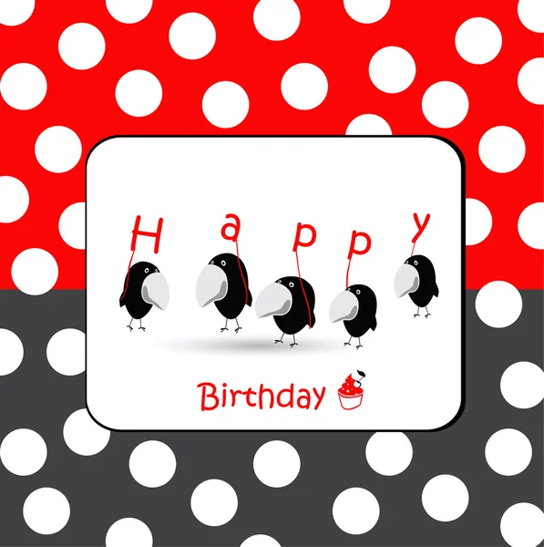 Cartão de aniversário com pássaros — Vetor de Stock