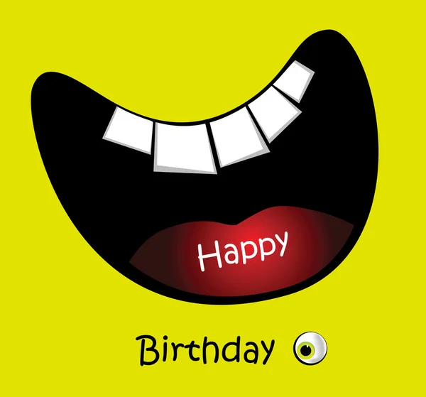 Щаслива листівка день народження велика посмішка смішна — стоковий вектор