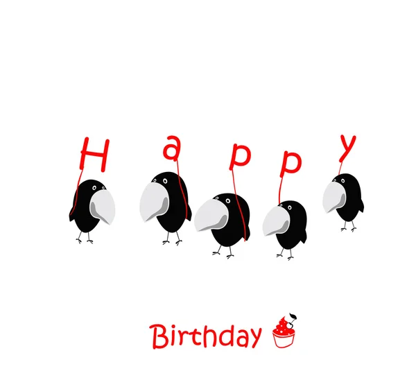 Joyeux anniversaire Cartes oiseaux drôles — Image vectorielle