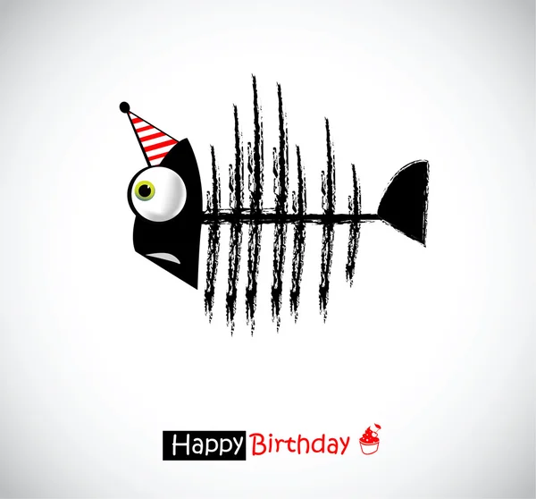祝你生日快乐卡鱼 — 图库矢量图片