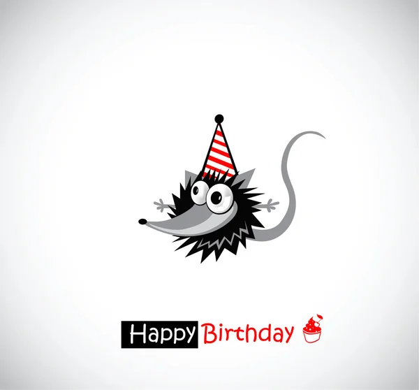 Grattis på födelsedagen kort mus — Stock vektor
