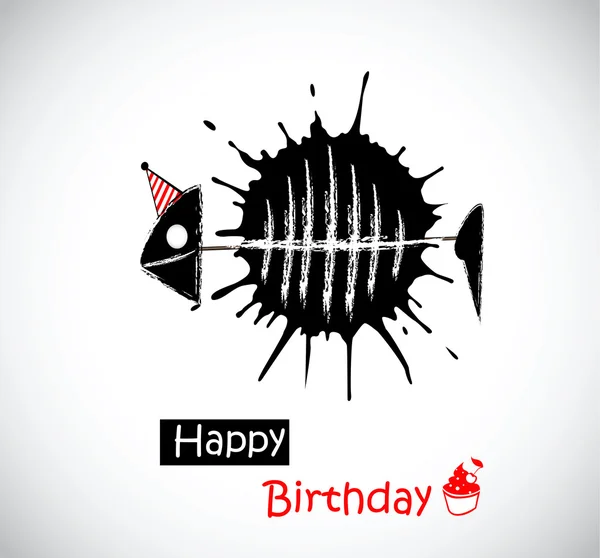 祝你生日快乐的鱼 — 图库矢量图片