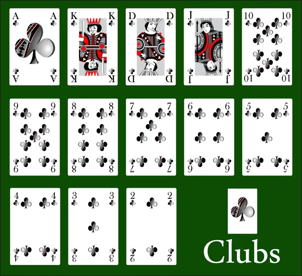 Clubs kaarten — Stockvector