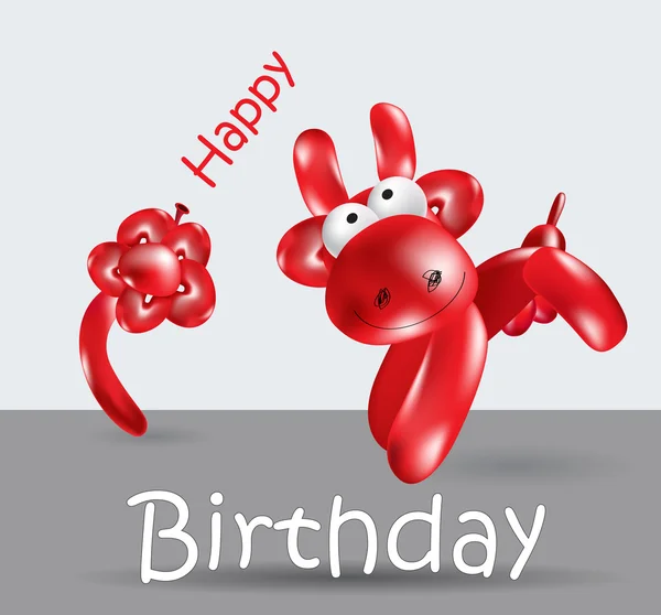 Joyeux anniversaire Carte ballon vache — Image vectorielle