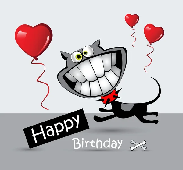 Feliz cumpleaños tarjeta gato sonrisa — Vector de stock