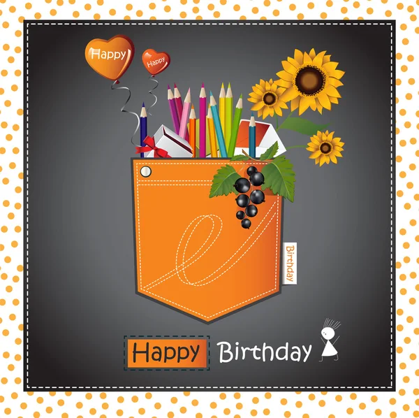 Joyeux anniversaire Carte poche — Image vectorielle