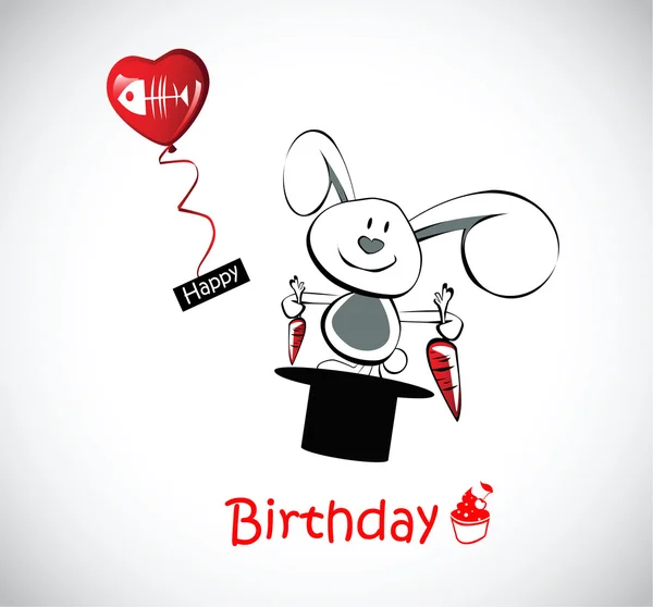 Gelukkige verjaardag kaart konijn — Stockvector
