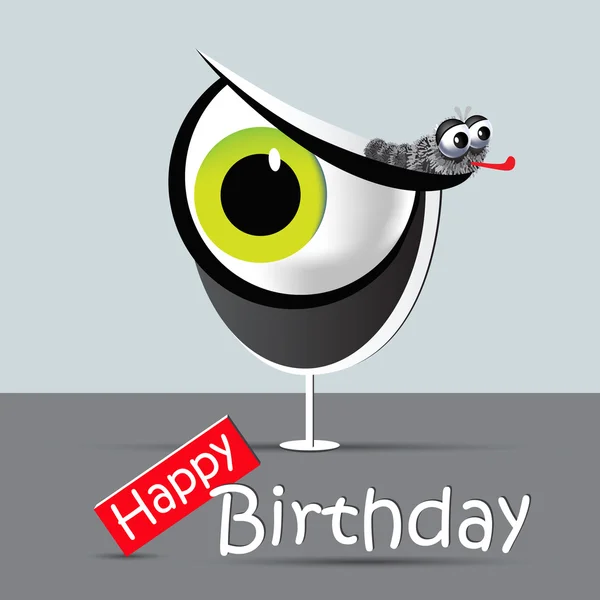Happy birthday funny card eyes and smile — Stock Vector