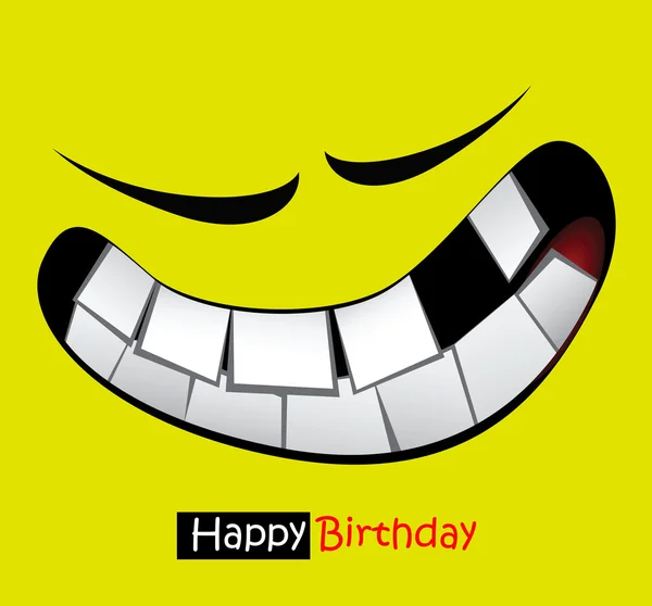 Feliz cumpleaños divertido tarjeta sonrisa ojos — Vector de stock