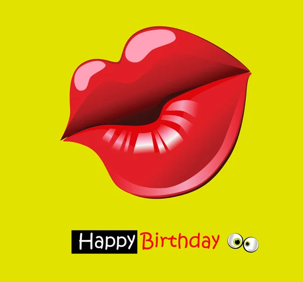 Buon compleanno divertente carta sorriso bacio — Vettoriale Stock
