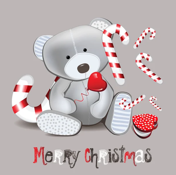 Joyeux ours de Noël — Image vectorielle