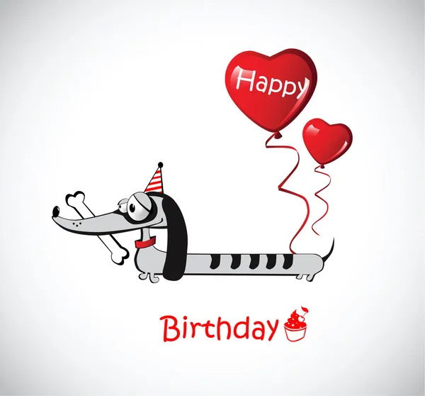 Mutlu doğum günü kartı köpek dachshund Vektör Grafikler