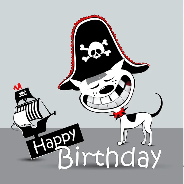 Gelukkige verjaardag kaart piraat hond grappige Rechtenvrije Stockvectors