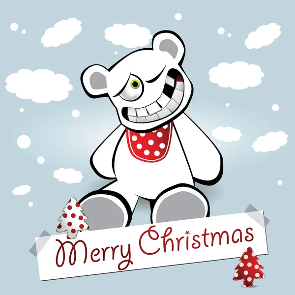 Buon Natale cartolina Orso con albero di Natale — Vettoriale Stock