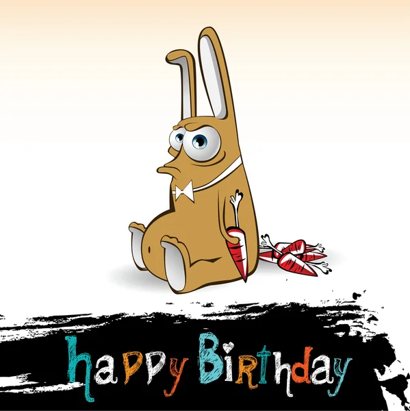 Happy Birthday rabbit with carrot — Stock Vector