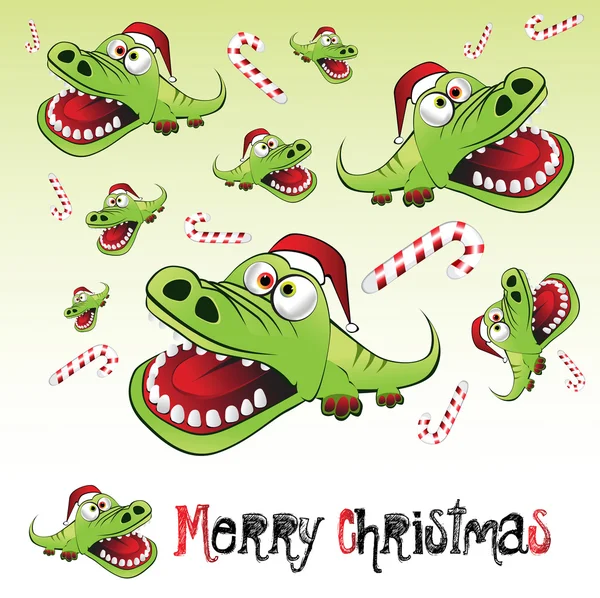 Joyeux alligator de Noël — Image vectorielle