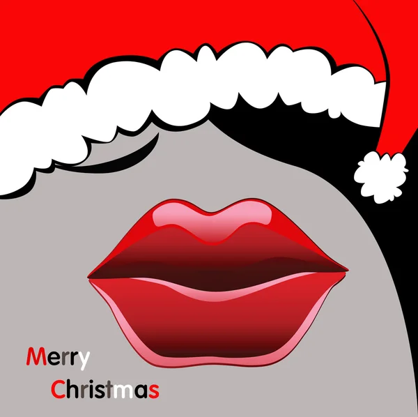 Joyeux Noël carte sourire baiser — Image vectorielle