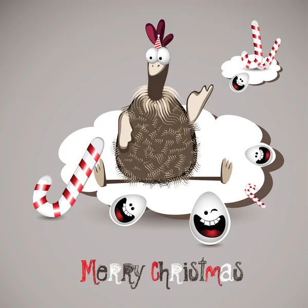 Joyeux Noël poulet et oeuf — Image vectorielle