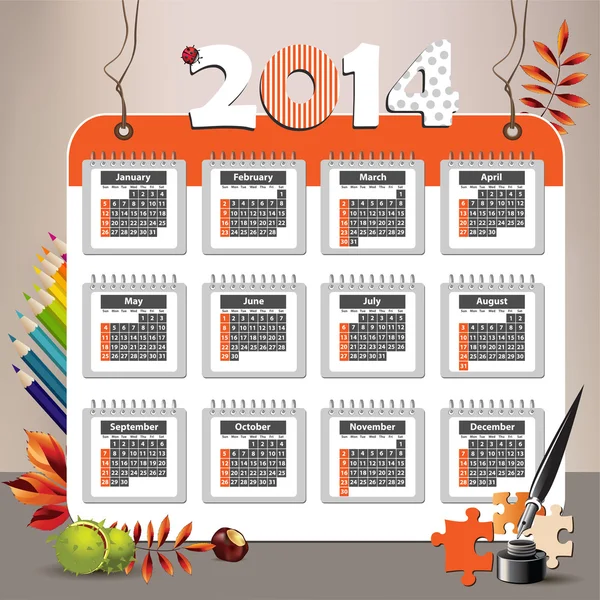 2014-kalender — Stock vektor