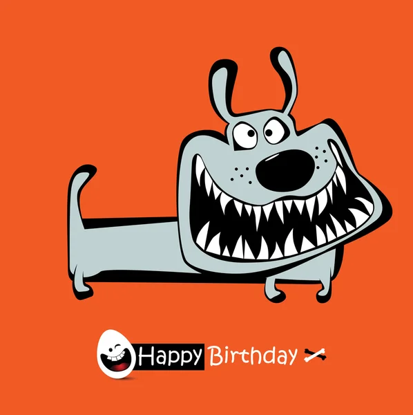 Grattis på födelsedagen leende hund — Stock vektor