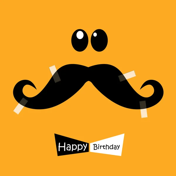 Feliz cumpleaños divertido bigote naranja — Vector de stock