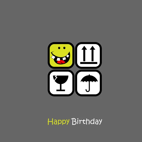 Feliz cumpleaños gris tarjeta sonrisa — Archivo Imágenes Vectoriales