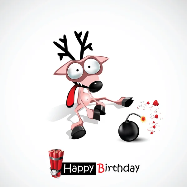 Happy birthday merry reindeer with gifts — Stock Vector