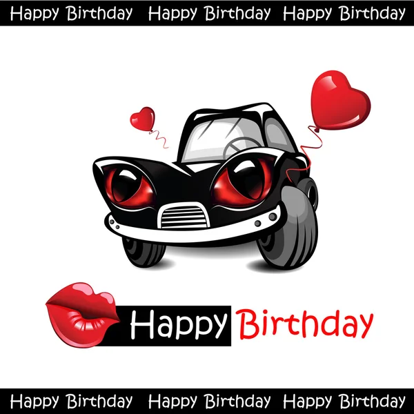 Gelukkige verjaardag liefde auto — Stockvector