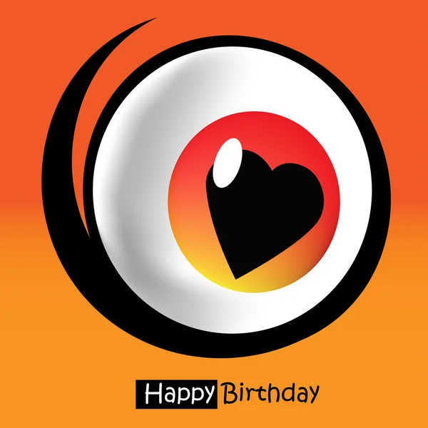 Happy Birthday Orange card with eye — Stock Vector