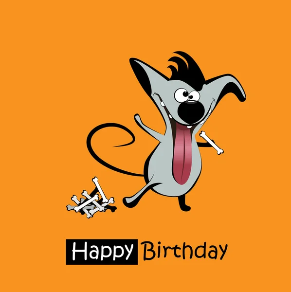 Feliz aniversário sorriso cães cartão — Vetor de Stock