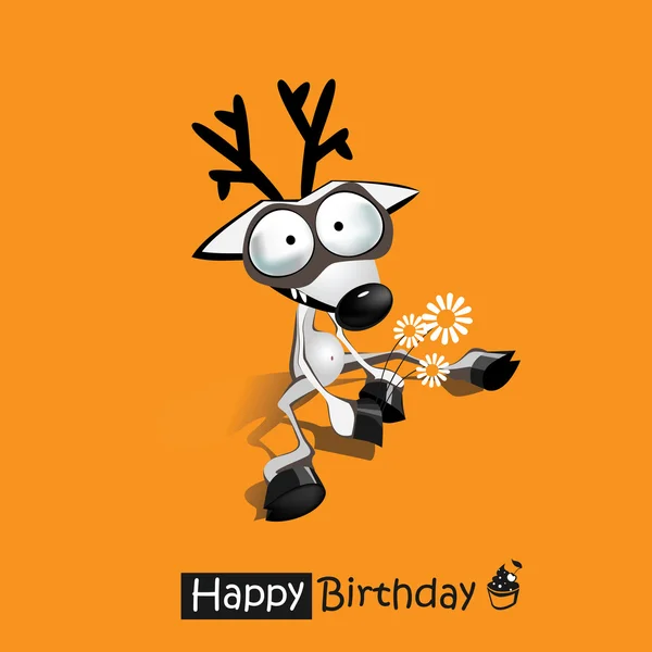 Happy Birthday smile funny deer — Stock Vector